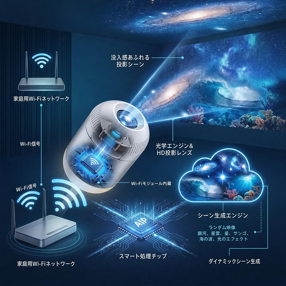 Comauo® ナイトライトプロジェクター - スマートホログラフィック星空プロジェクター