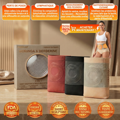 Boutique Officielle | 🎡🍁𝐏𝐀𝐔𝐑𝐀𝐉𝐔® 2026 Short Sculptant & Brûle-Graisses 4-en-1 aux Micro-Particules de Moringa & Berbérine