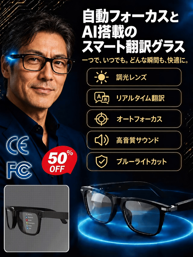 💌ズーム機能、調光レンズ、人工知能を用いたリアルタイム翻訳機能を備えたスマートグラス📌7